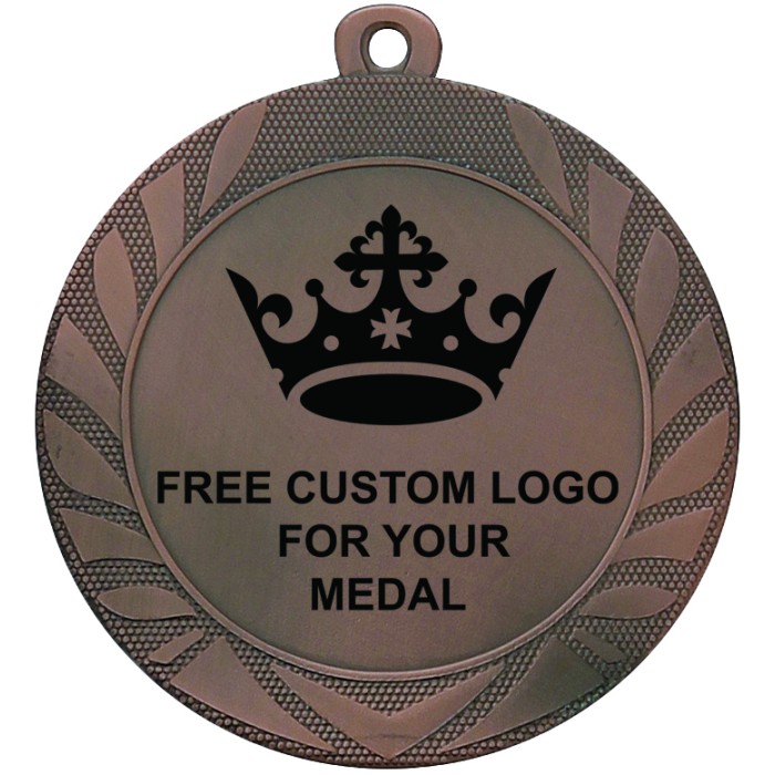 PACK OF 100 BULK BUY 70MM BRONZE MEDAL, RIBBON AND CUSTOM LOGO **AMAZING VALUE**